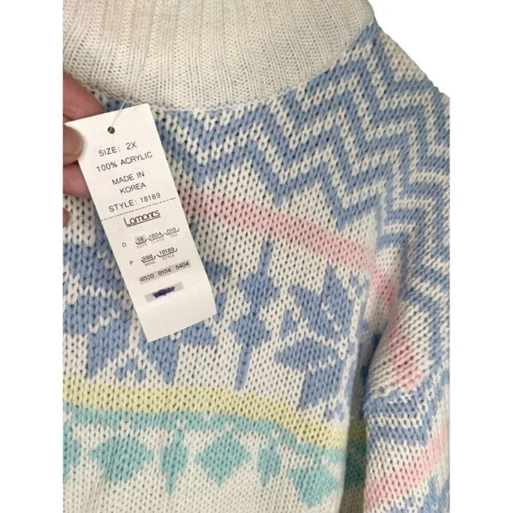 VTG Women’s Chunky Knit Grandma Sweater 80s 90s Snow Bunny NOS Ribbed 2X *Flaw - Picture 4 of 14